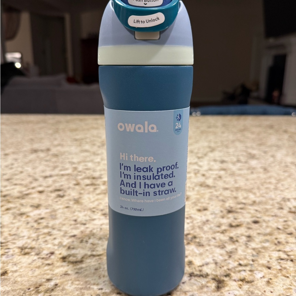 Owala Blue Insulated Water Bottle with Straw